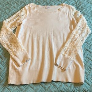 Cream top lace sleeves